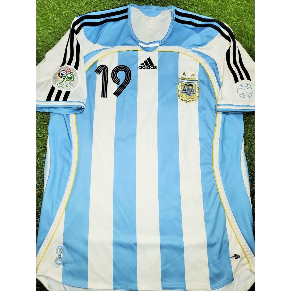 Messi Argentina 2006 WORLD CUP Home Soccer Jersey Shirt L SKU# 739802 AZB001